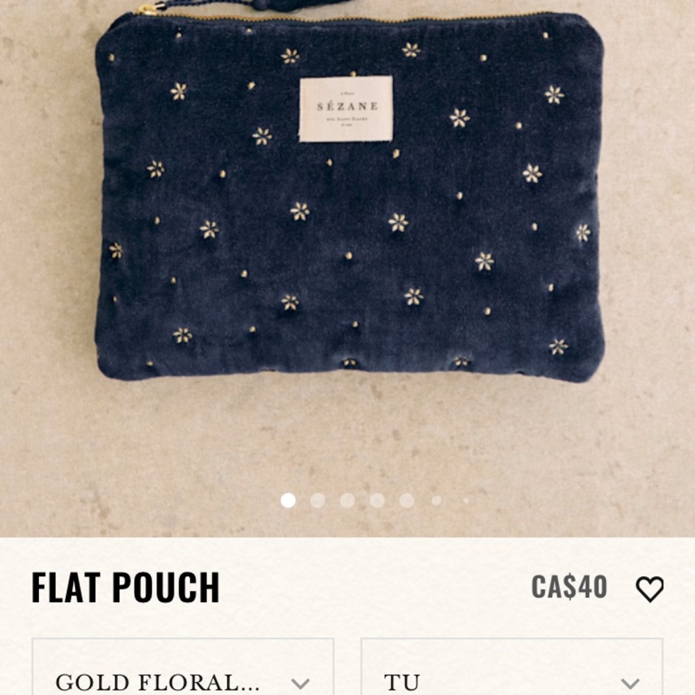 Sezane Blue and Gold Cosmetic Bag with Star Pattern